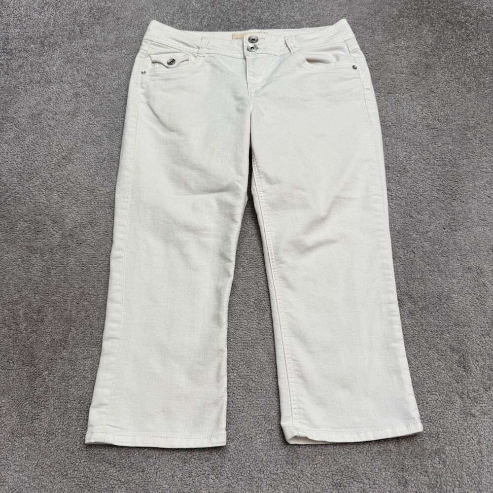 Democracy Artisan Crafted Embroidered Crop Jeans Womens Size 8 White Flap Pocket